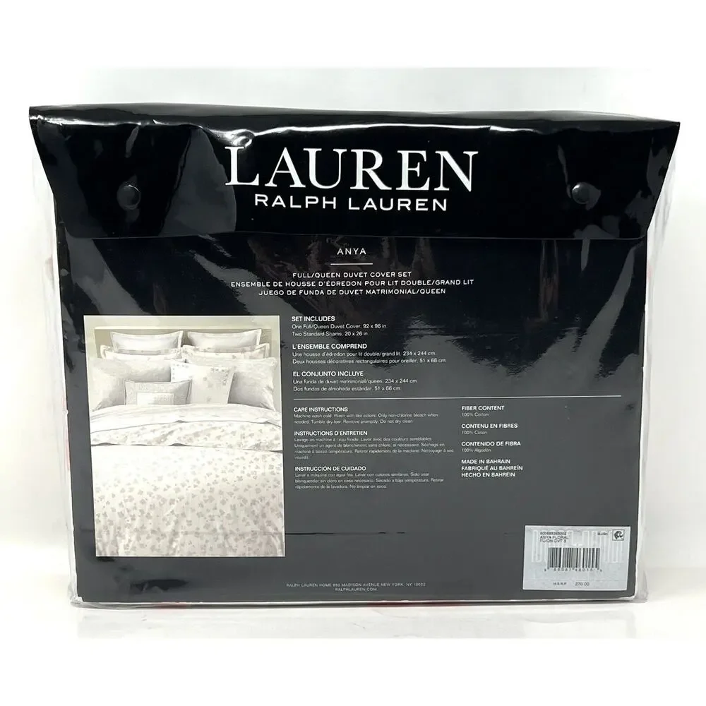 Lauren Ralph Lauren Anya BLUSH Pink Floral Queen Duvet Cover Set COVER AND SHAMS